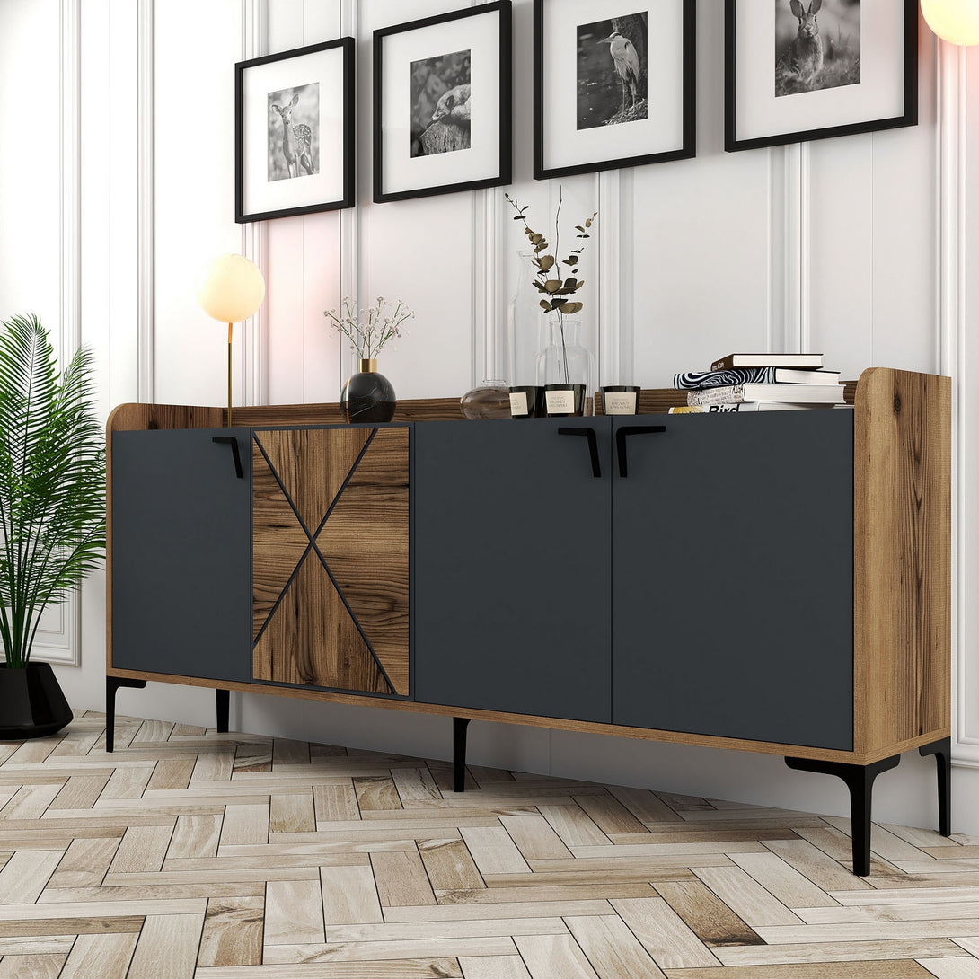 Konzolni stol Venedik - Walnut, Anthracite-Vasdom.hr