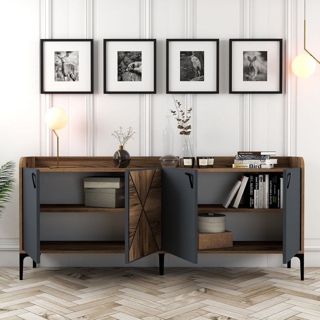 Konzolni stol Venedik - Walnut, Anthracite-Vasdom.hr