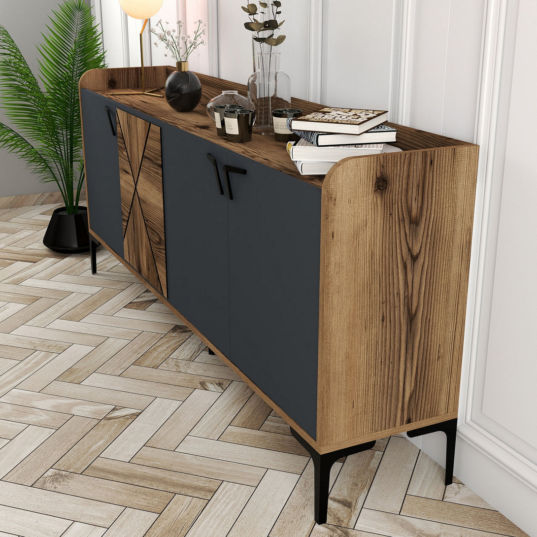 Konzolni stol Venedik - Walnut, Anthracite-Vasdom.hr