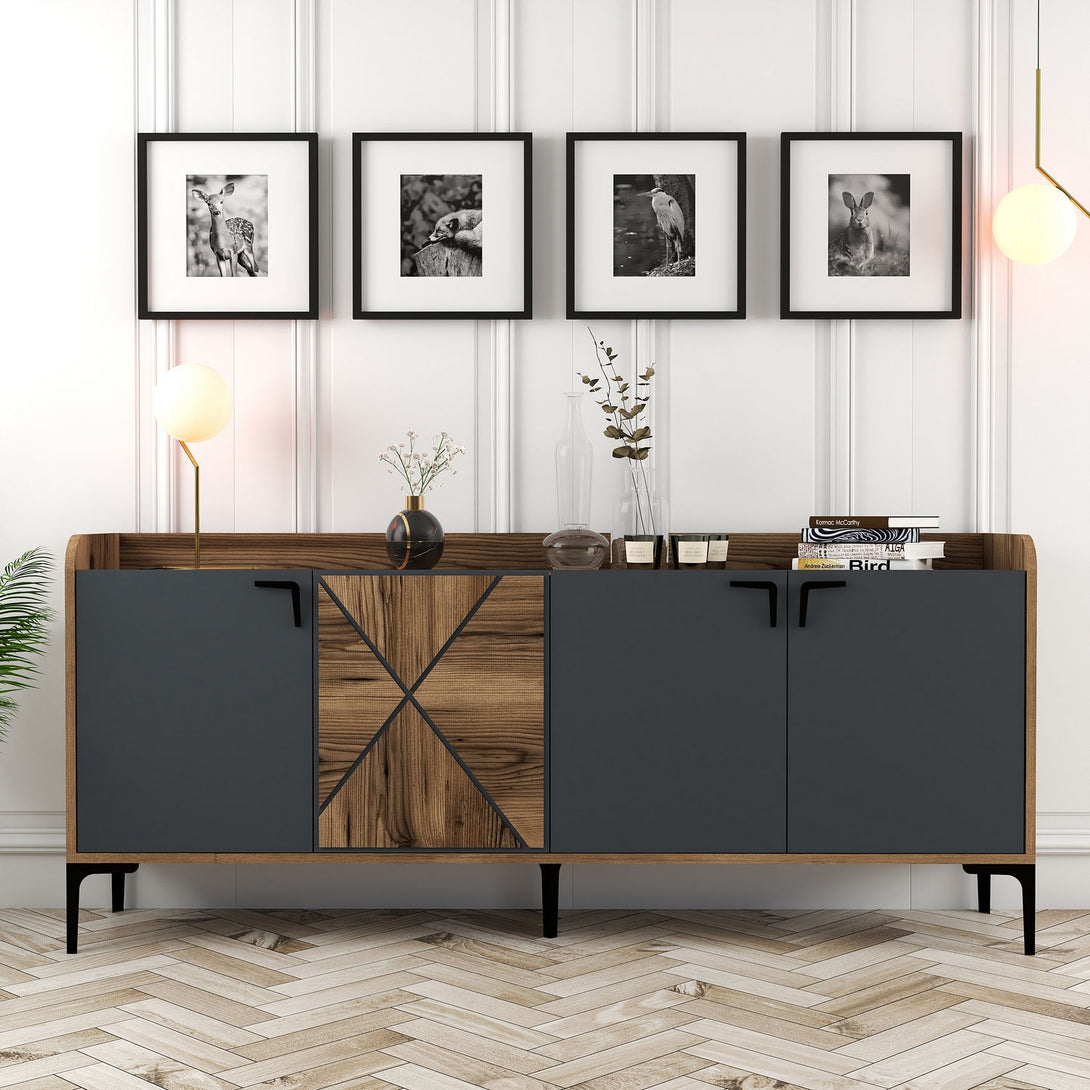 Konzolni stol Venedik - Walnut, Anthracite-Vasdom.hr