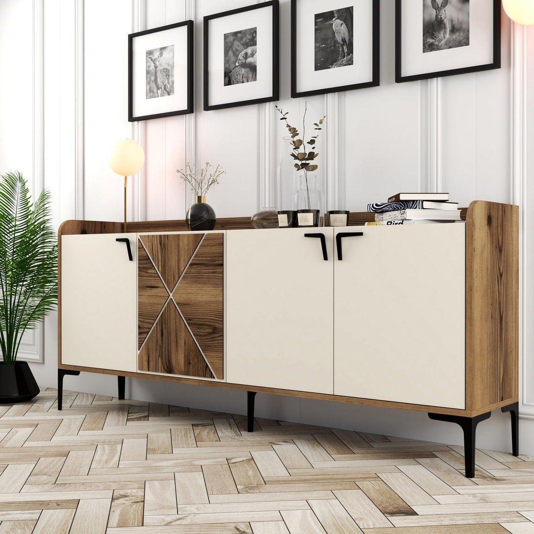 Konzolni stol Venedik - Walnut, Cream-Vasdom.hr