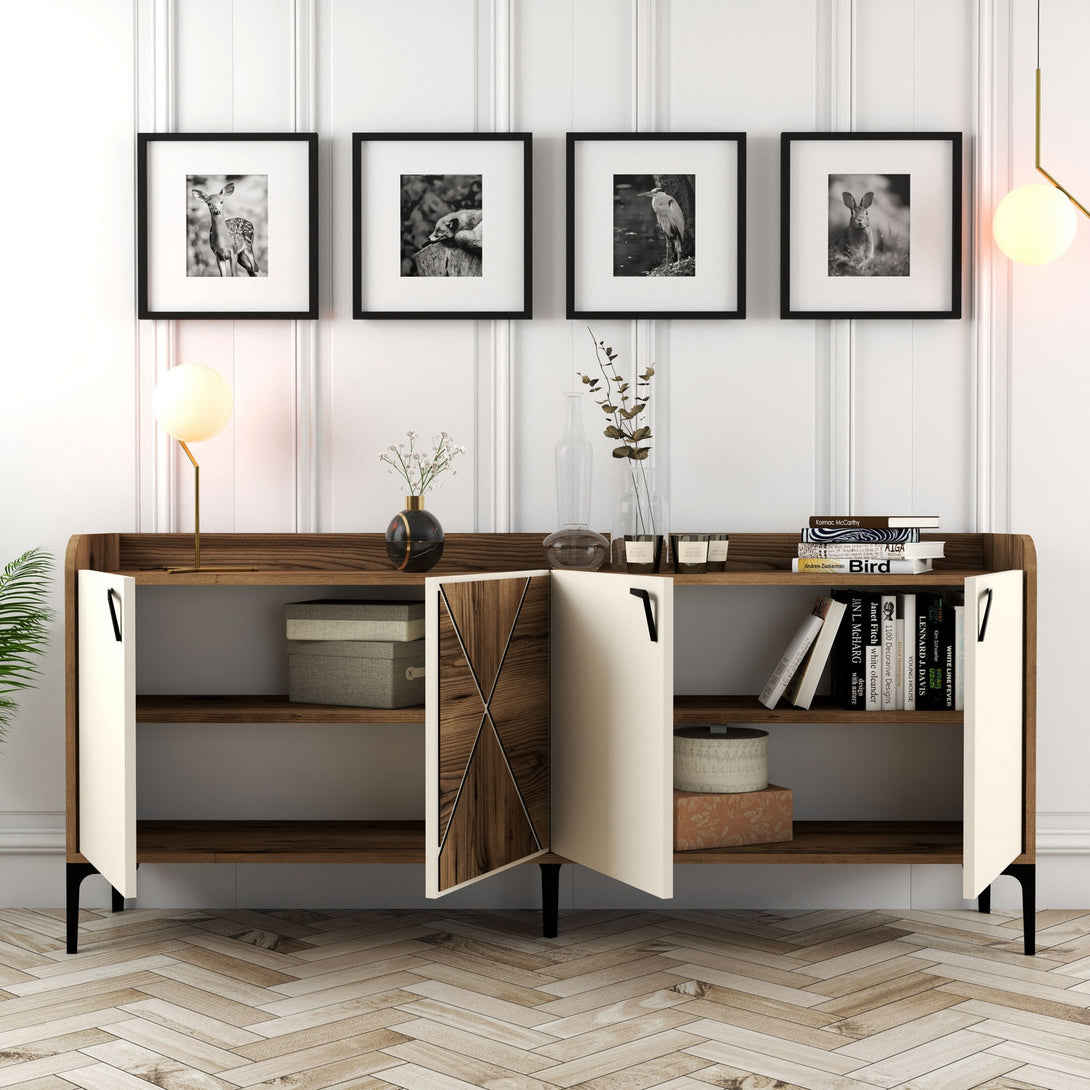 Konzolni stol Venedik - Walnut, Cream-Vasdom.hr