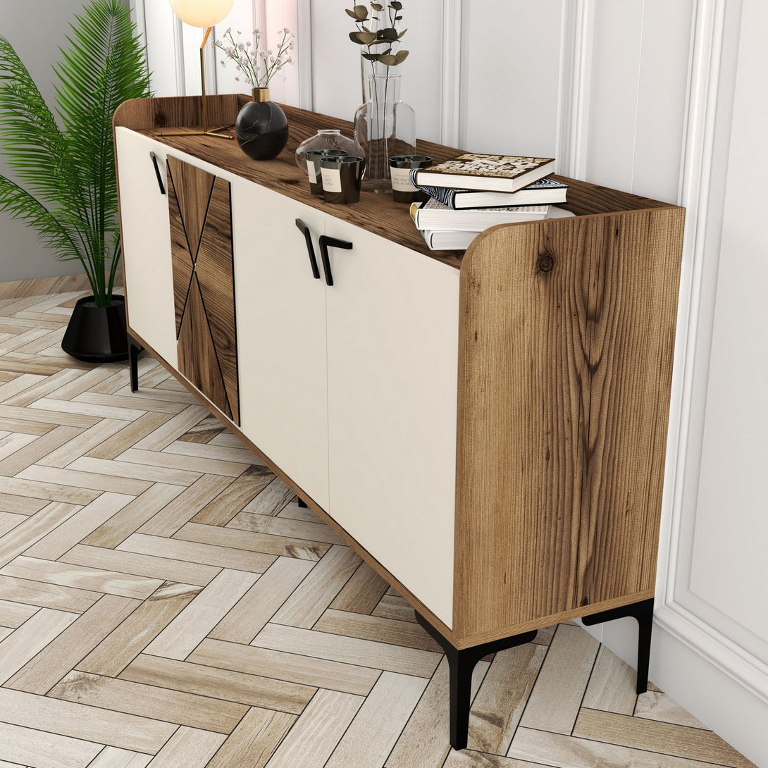 Konzolni stol Venedik - Walnut, Cream-Vasdom.hr