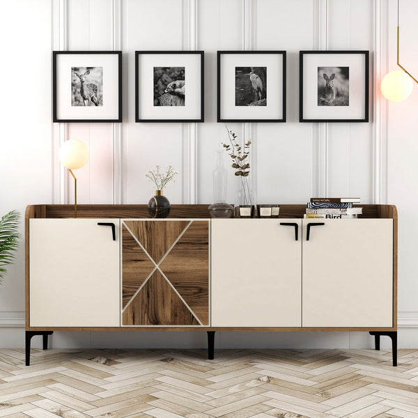 Konzolni stol Venedik - Walnut, Cream-Vasdom.hr