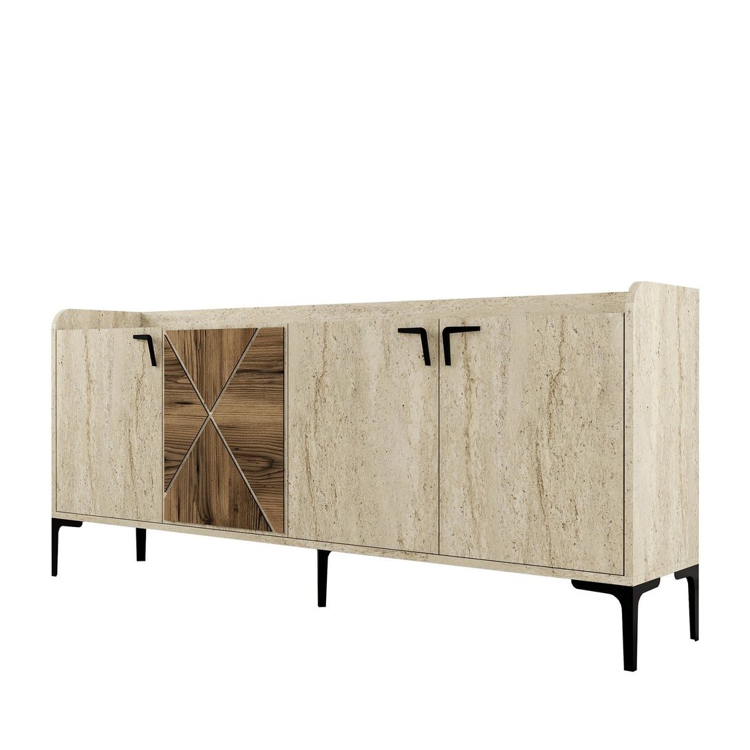 Konzolni stol Venedik - Walnut, Travertine-Vasdom.hr