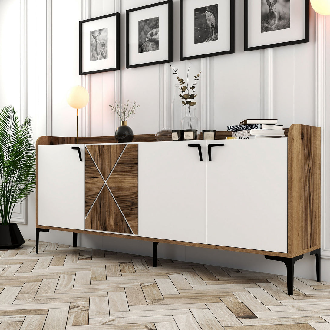 Konzolni stol Venedik - Walnut, White-Vasdom.hr