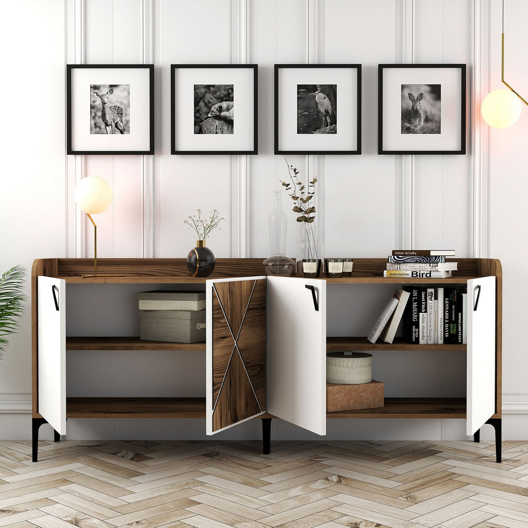 Konzolni stol Venedik - Walnut, White-Vasdom.hr
