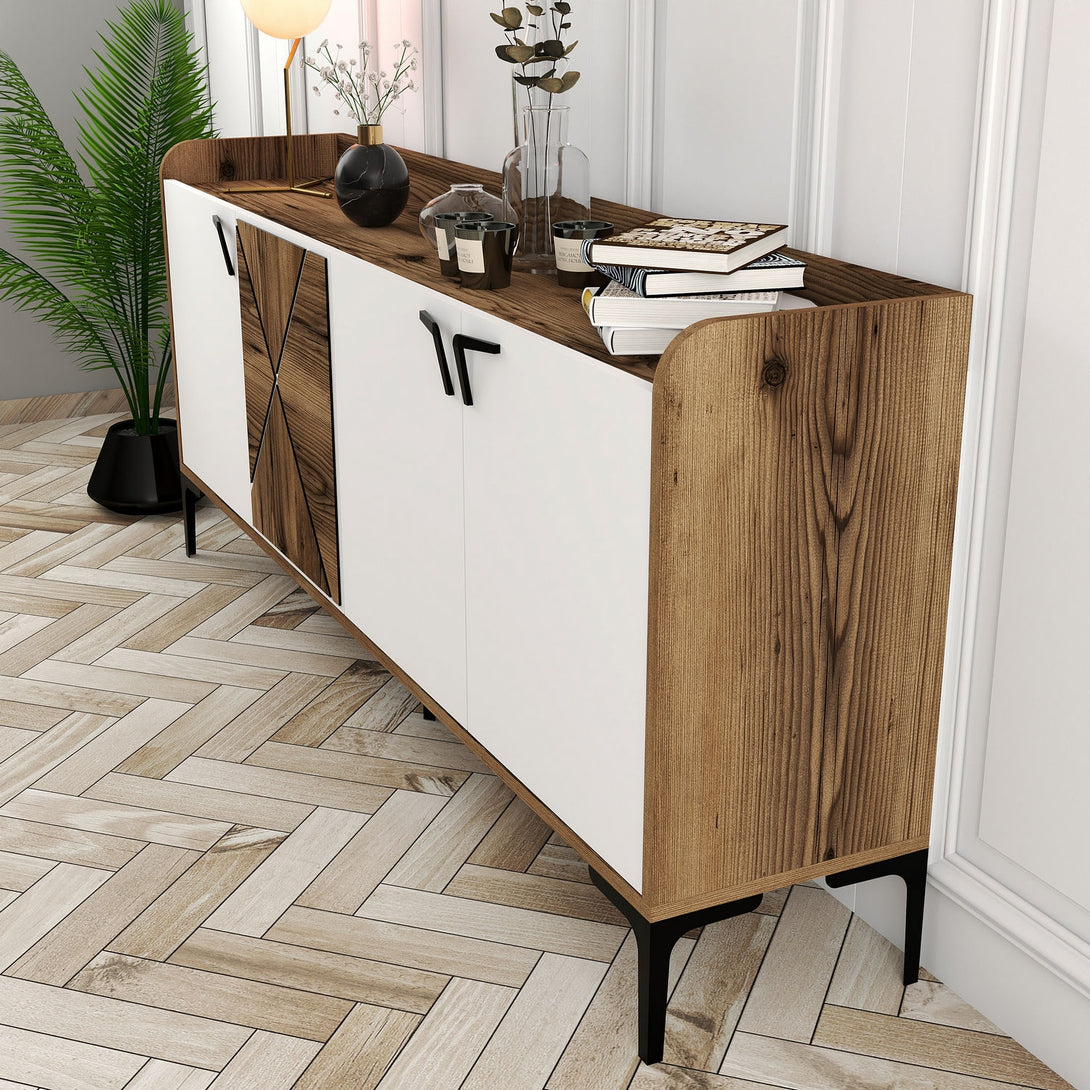 Konzolni stol Venedik - Walnut, White-Vasdom.hr