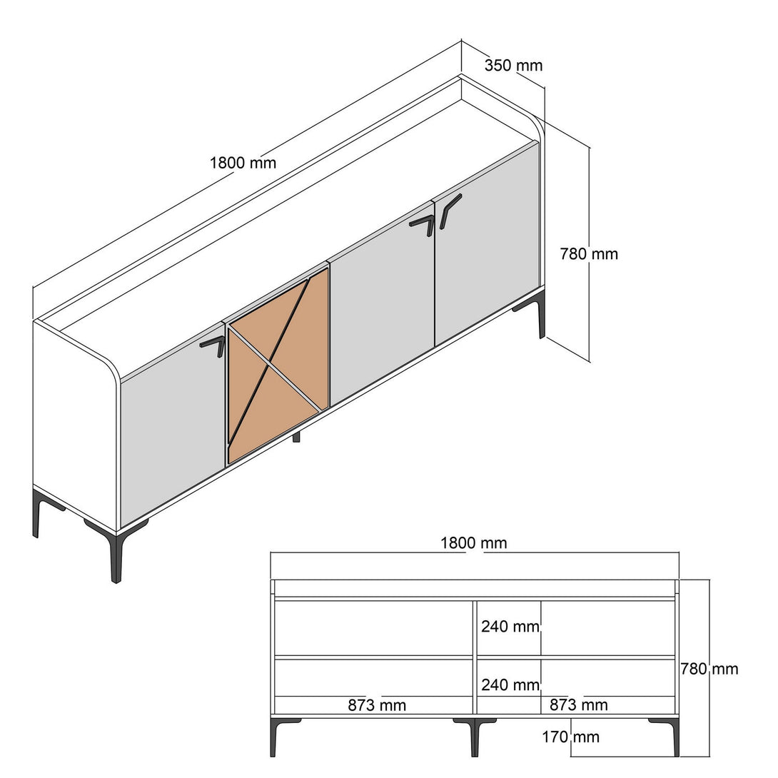 Konzolni stol Venedik - Walnut, White-Vasdom.hr