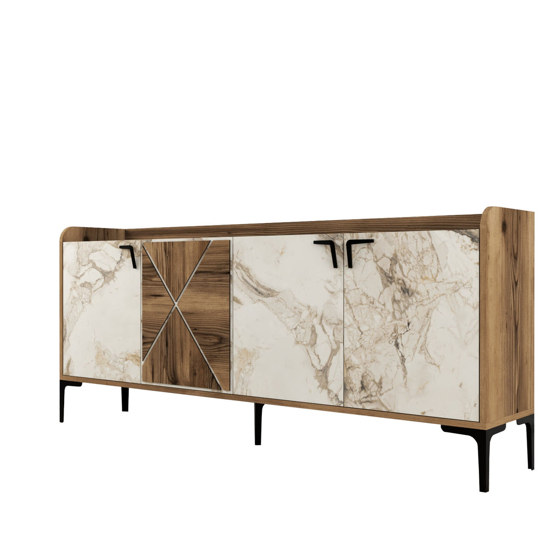 Konzolni stol Venedik - Walnut, White Marble-Vasdom.hr