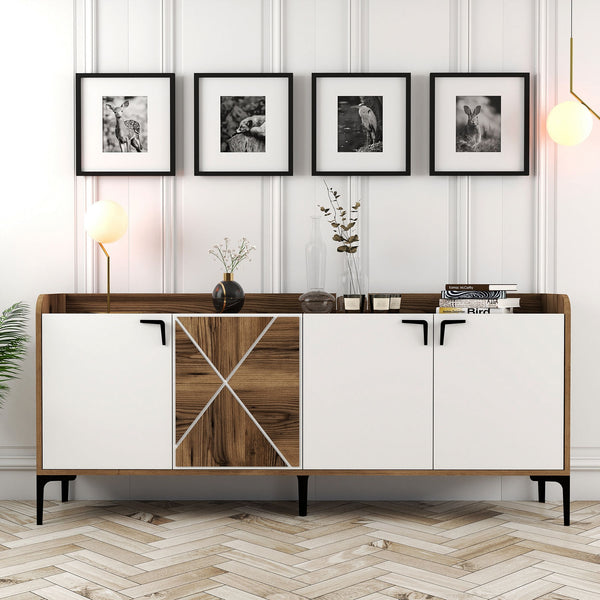 Konzolni stol Venedik - Walnut, White-Vasdom.hr