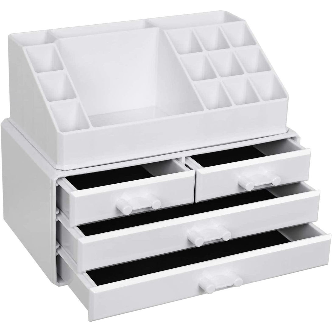 kozmetički organizator, spremište šminke s 4 ladice, 24 x 18,5, x 13,5 cm, bijela | SONGMICS-Vasdom.hr