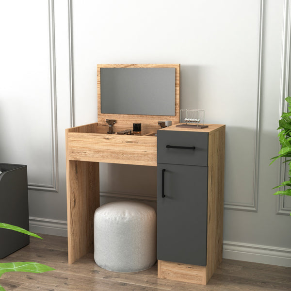 Kozmetički stolić Inci - Atlantic Pine, Anthracite-Vasdom.hr