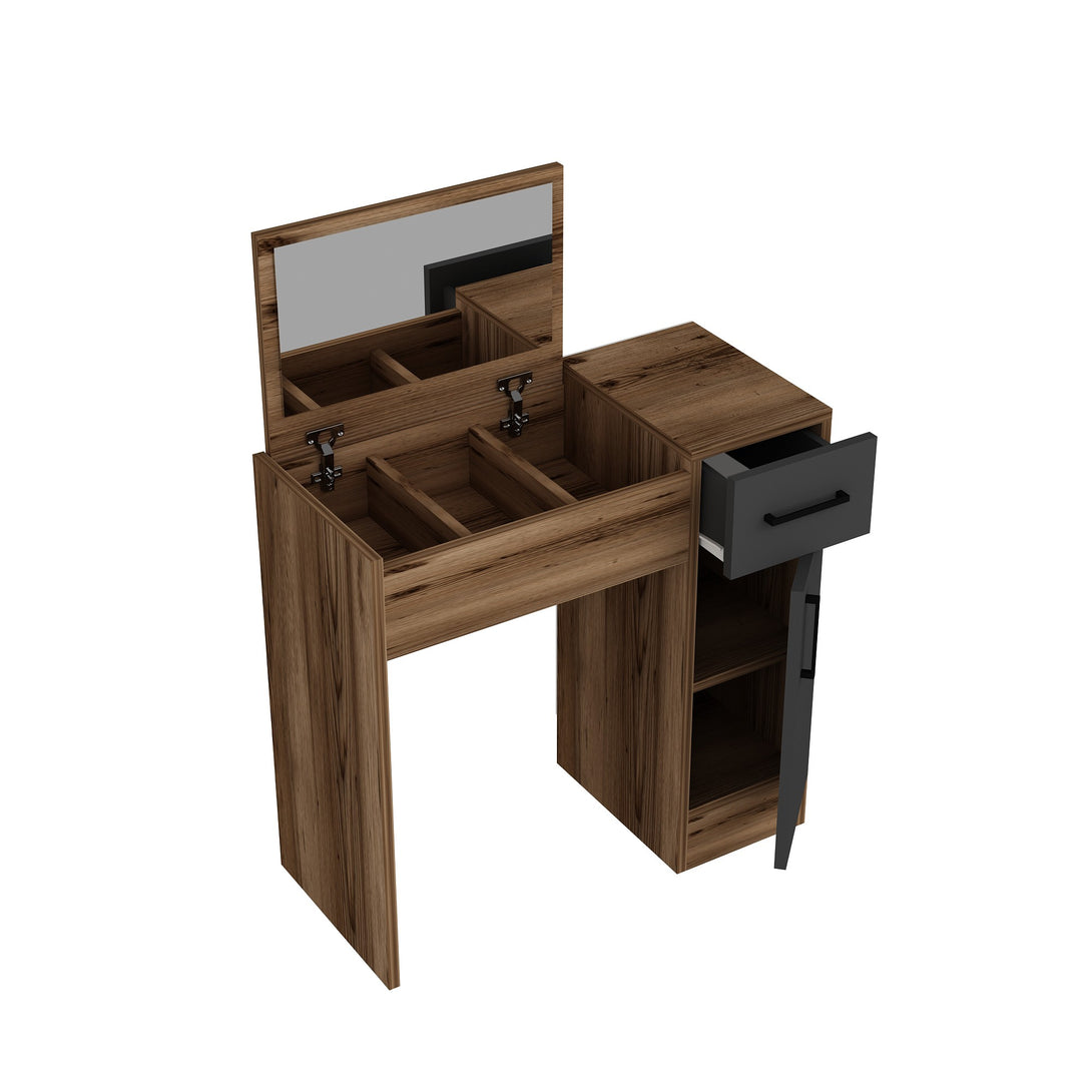 Kozmetički stolić Inci - Light Walnut, Anthracite-Vasdom.hr