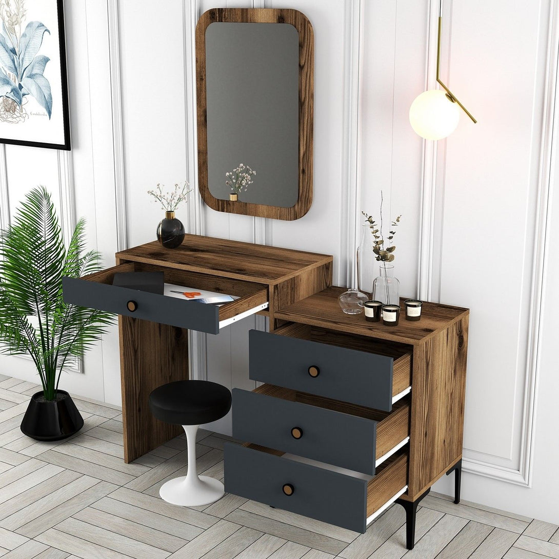 Kozmetički stolić Lizbon 543 - Walnut, Anthracite-Vasdom.hr