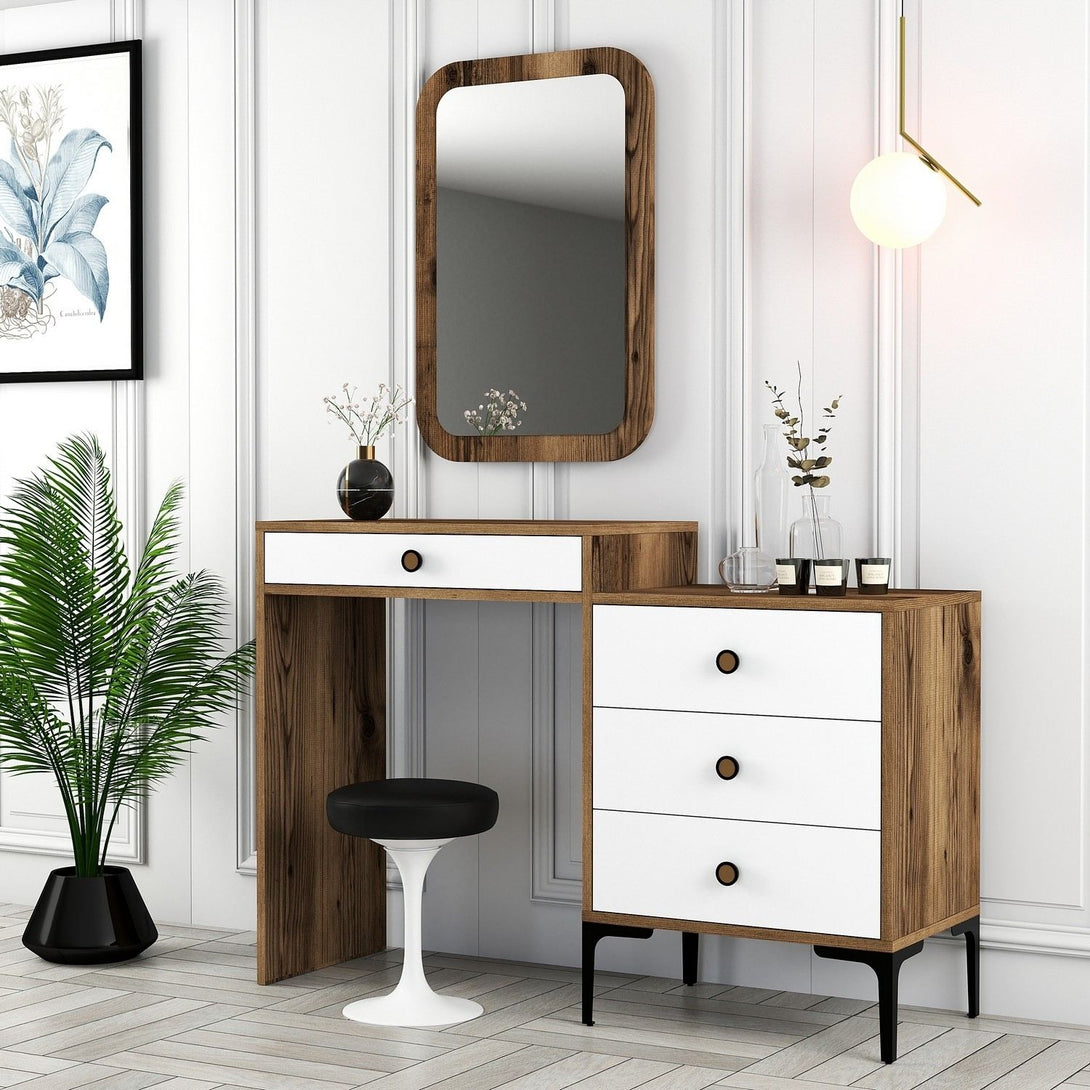 Kozmetički stolić Lizbon 544 - Walnut, White-Vasdom.hr