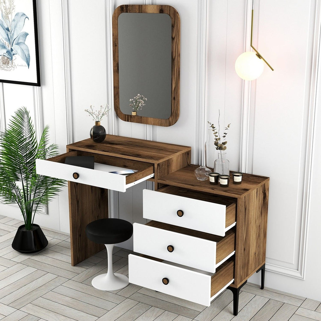 Kozmetički stolić Lizbon 544 - Walnut, White-Vasdom.hr