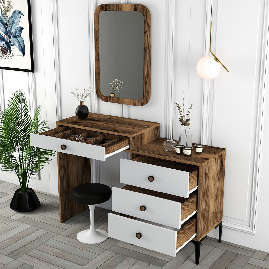 Kozmetički stolić Lizbon 544 - Walnut, White-Vasdom.hr