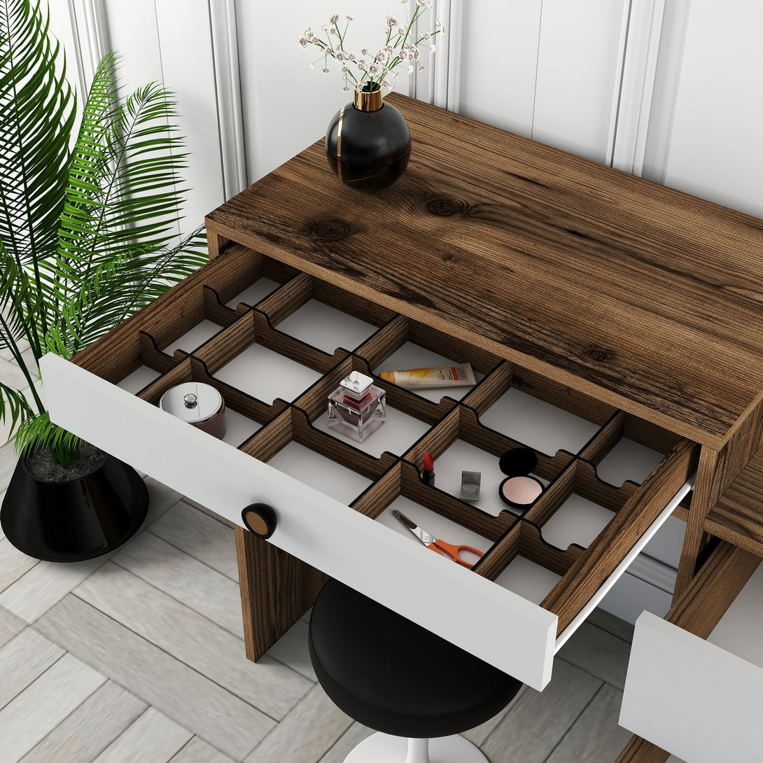 Kozmetički stolić Lizbon 544 - Walnut, White-Vasdom.hr