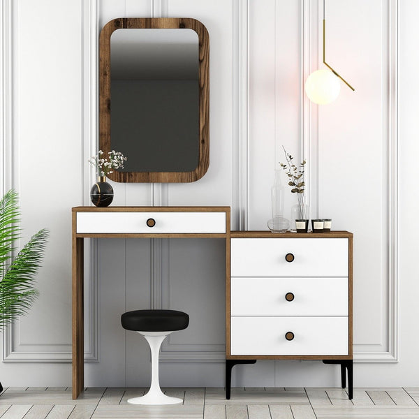 Kozmetički stolić Lizbon 544 - Walnut, White-Vasdom.hr