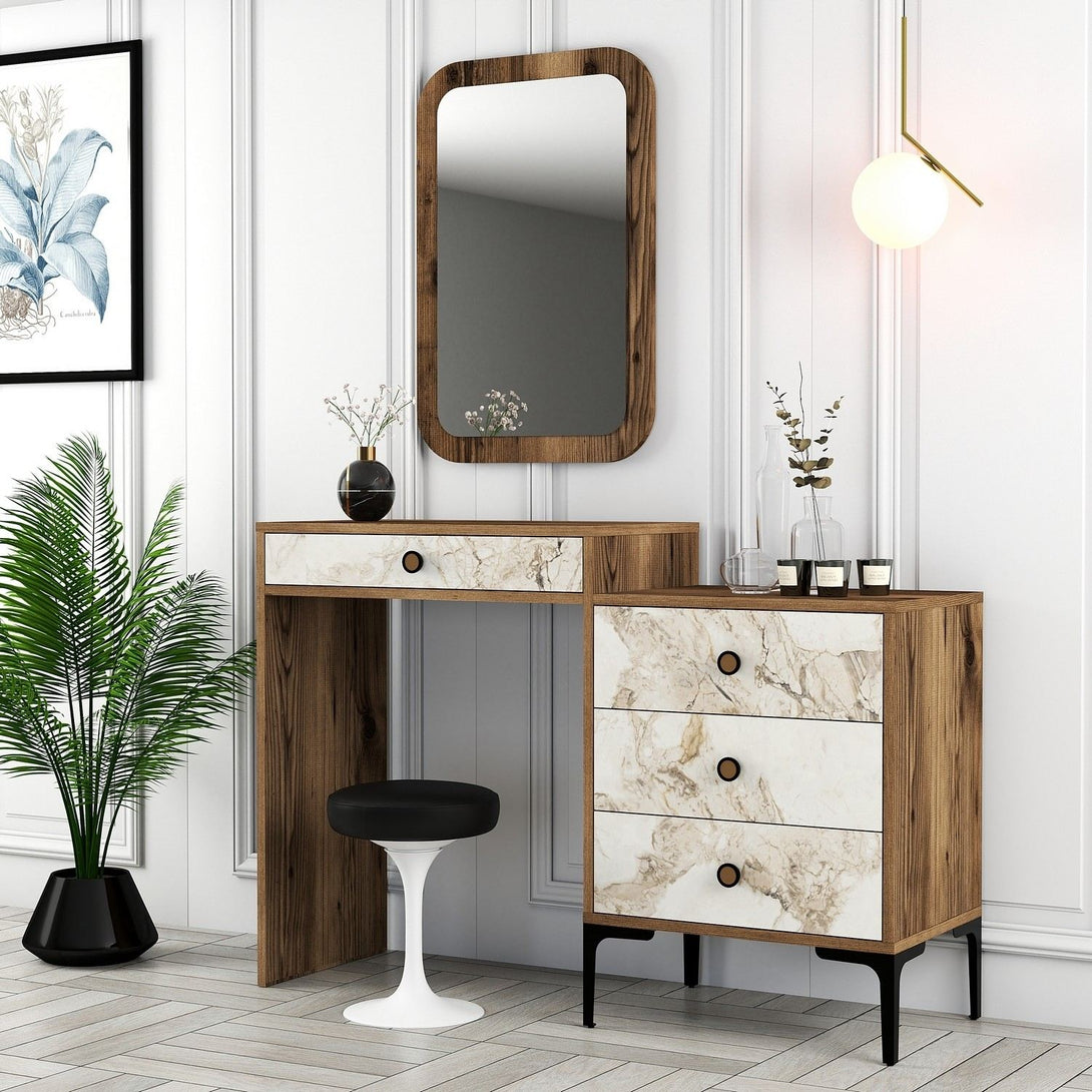 Kozmetički stolić Lizbon 545 - Walnut, White-Vasdom.hr
