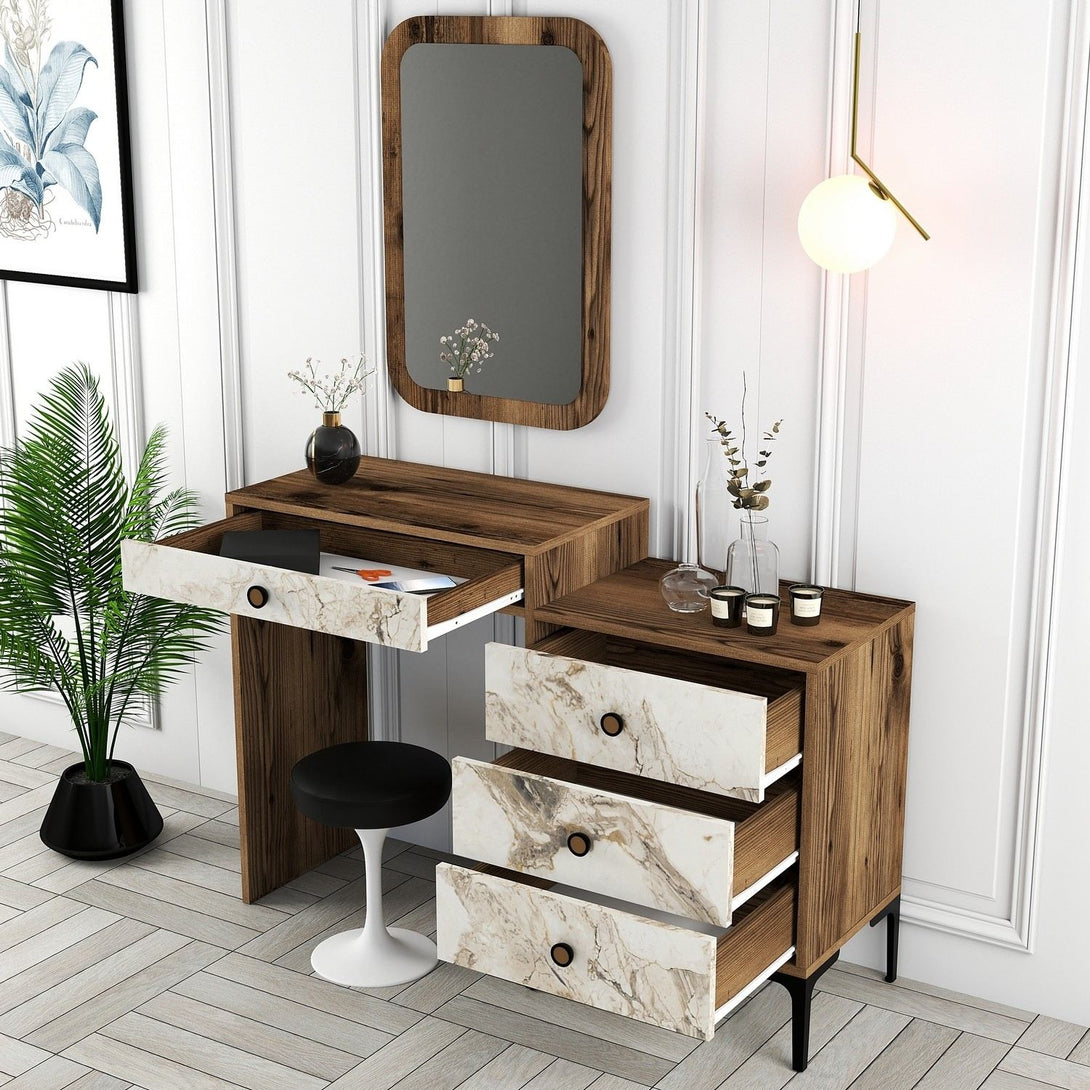 Kozmetički stolić Lizbon 545 - Walnut, White-Vasdom.hr