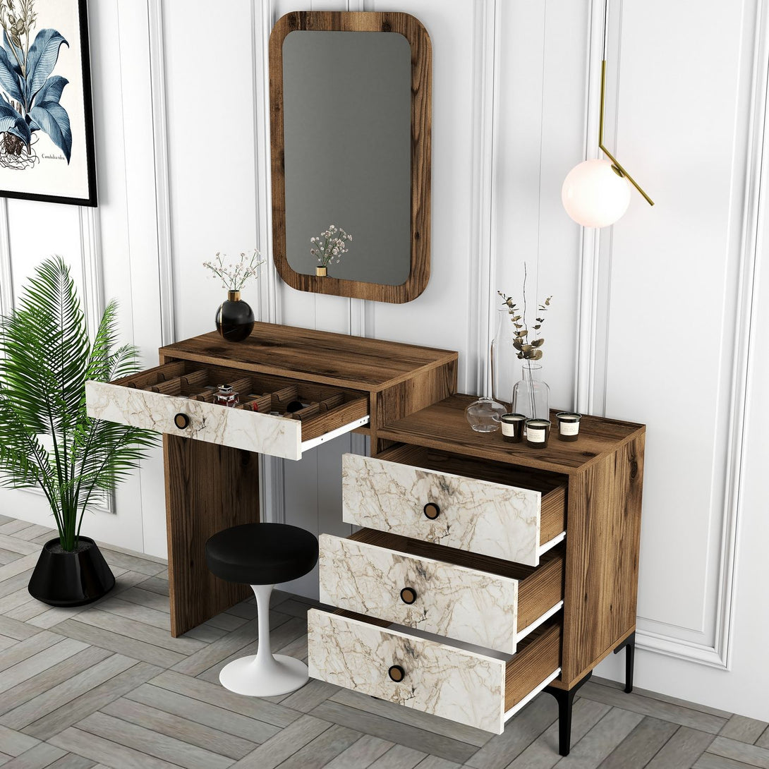 Kozmetički stolić Lizbon 545 - Walnut, White-Vasdom.hr
