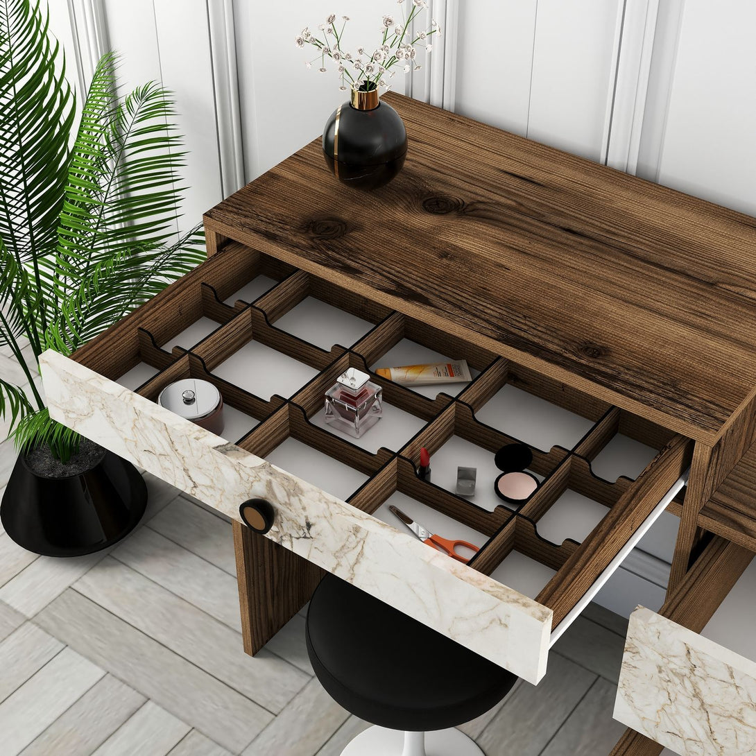 Kozmetički stolić Lizbon 545 - Walnut, White-Vasdom.hr