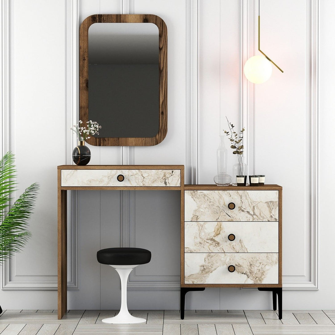 Kozmetički stolić Lizbon 545 - Walnut, White-Vasdom.hr
