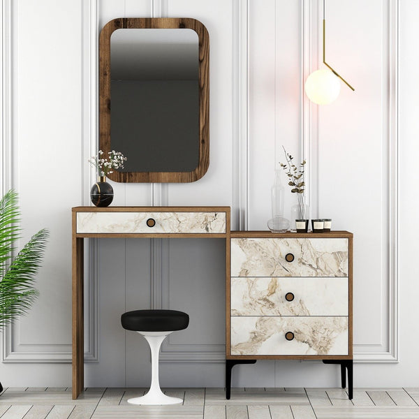 Kozmetički stolić Lizbon 545 - Walnut, White-Vasdom.hr
