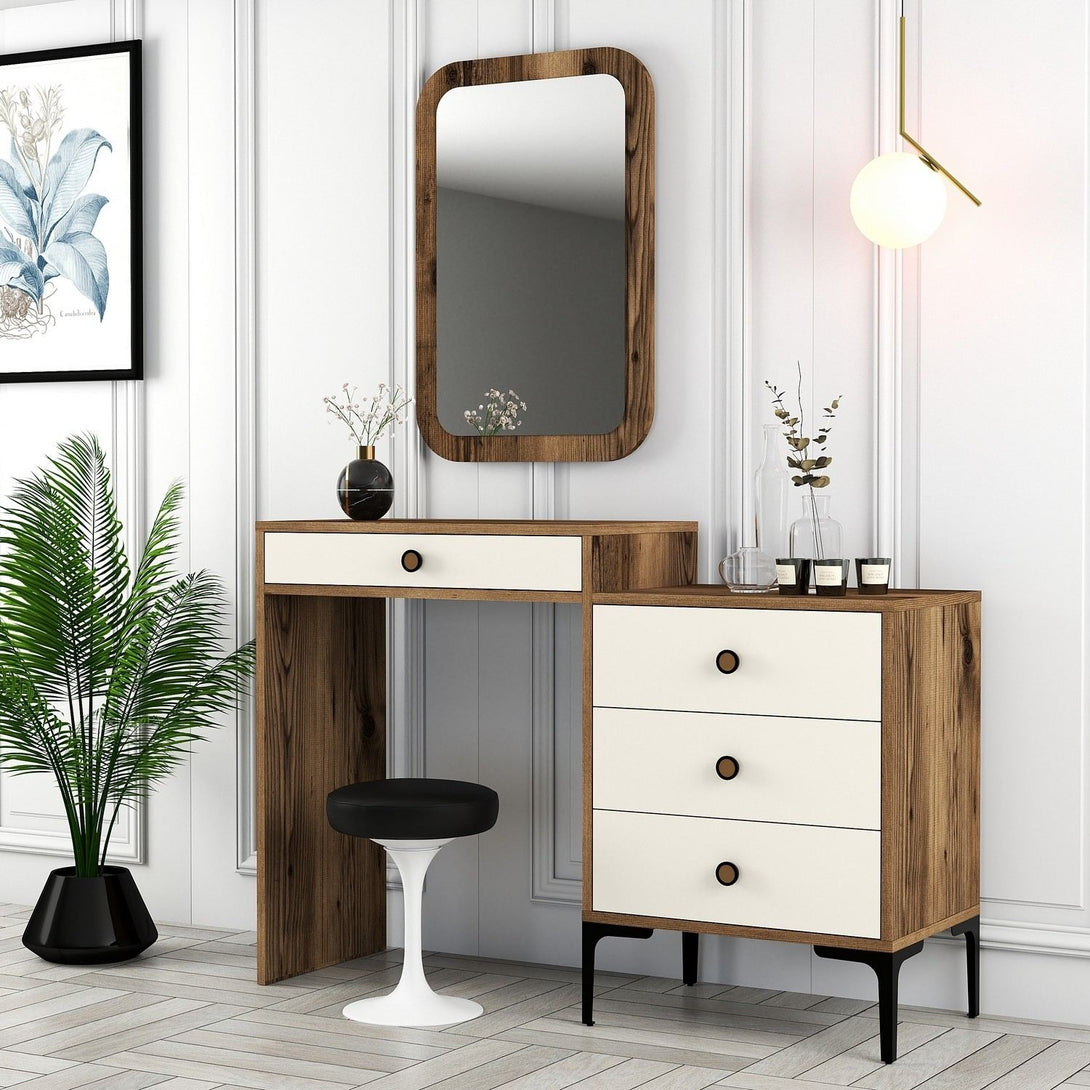 Kozmetički stolić Lizbon 547 - Walnut, Cream-Vasdom.hr