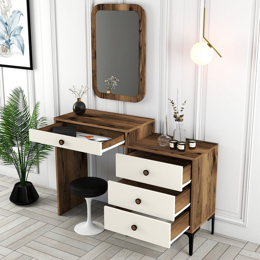 Kozmetički stolić Lizbon 547 - Walnut, Cream-Vasdom.hr