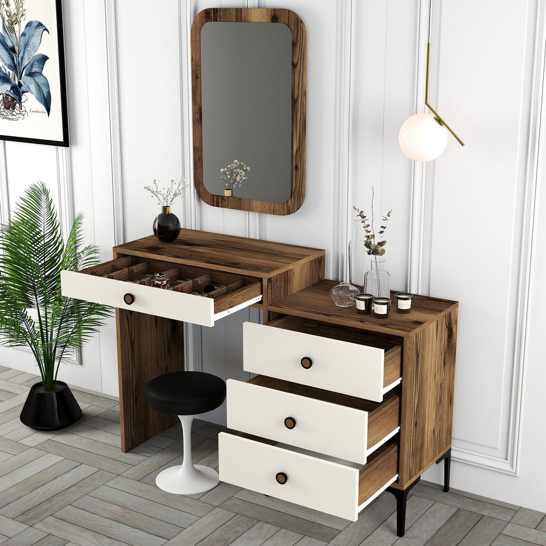 Kozmetički stolić Lizbon 547 - Walnut, Cream-Vasdom.hr