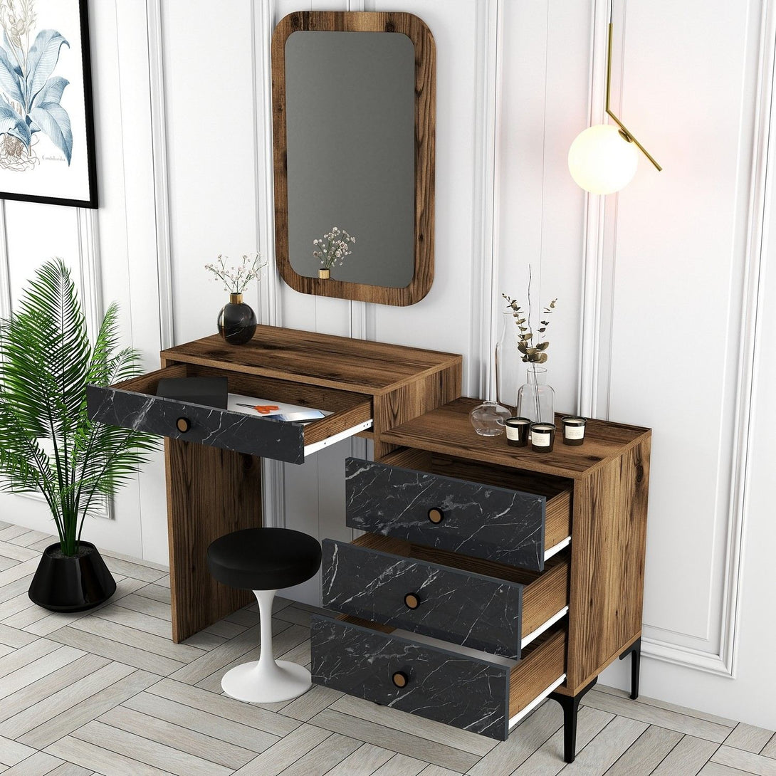Kozmetički stolić Lizbon 548 - Walnut, Black-Vasdom.hr