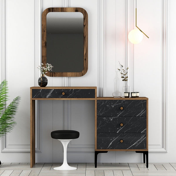Kozmetički stolić Lizbon 548 - Walnut, Black-Vasdom.hr