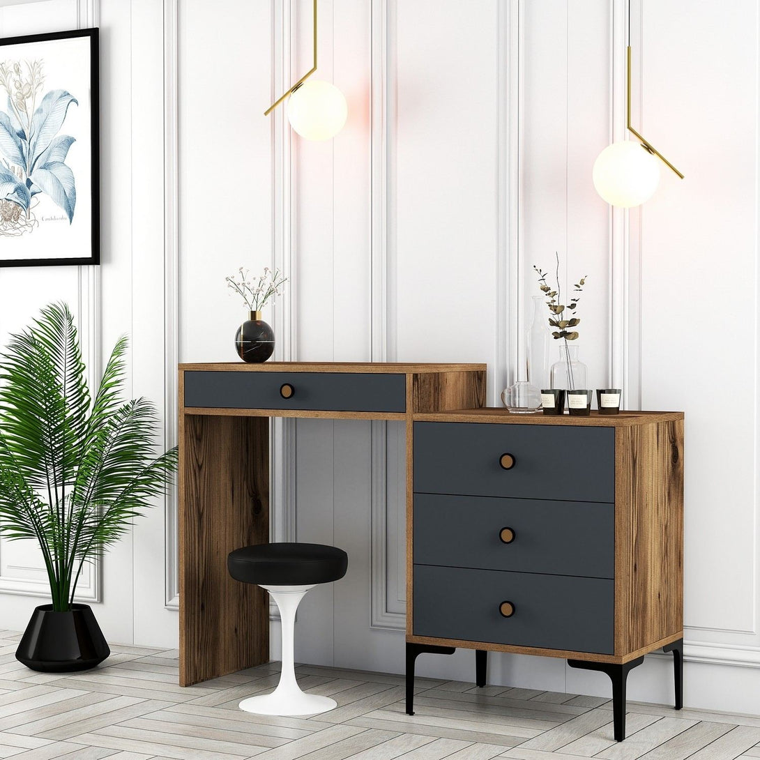 Kozmetički stolić Lizbon 550 - Walnut, Anthracite-Vasdom.hr