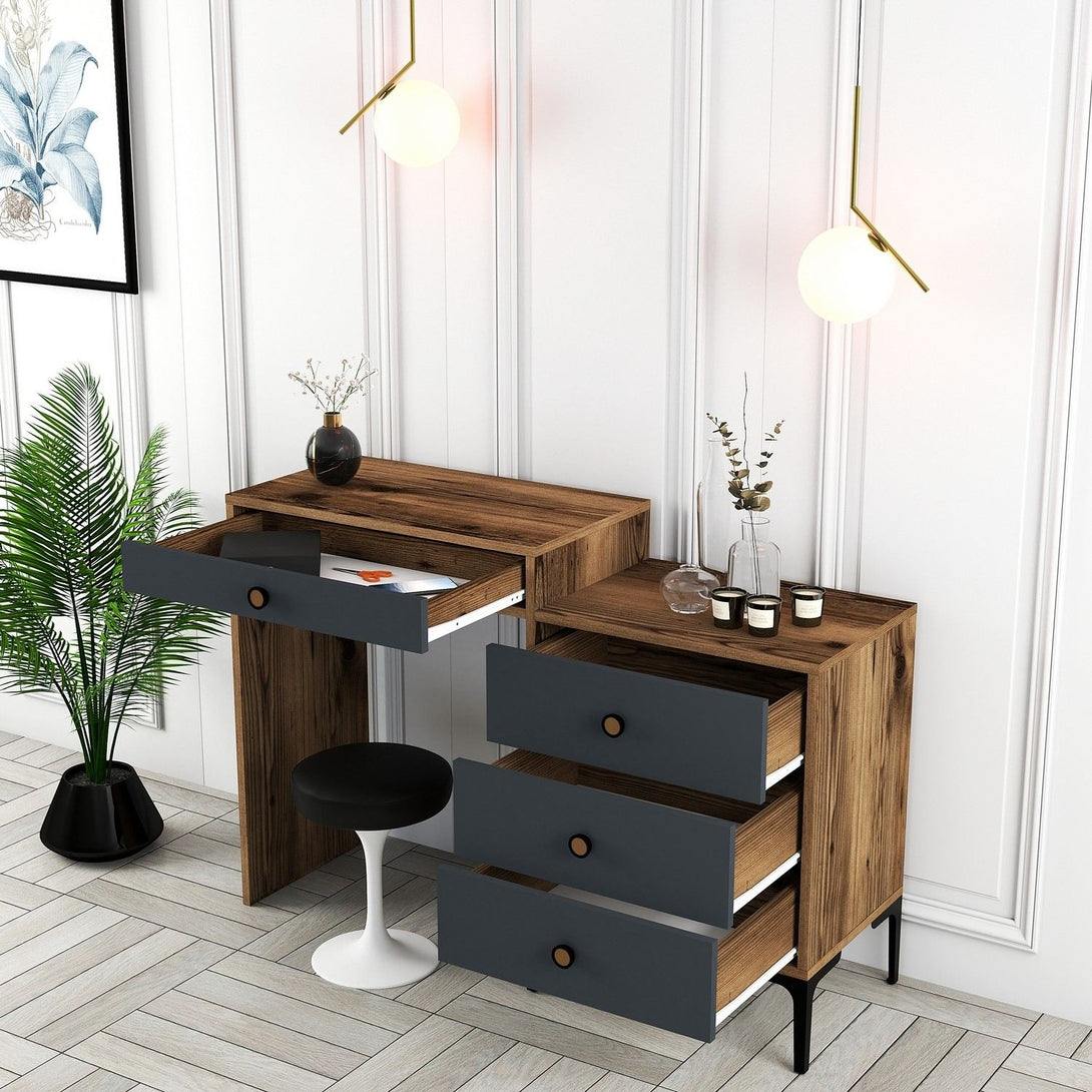 Kozmetički stolić Lizbon 550 - Walnut, Anthracite-Vasdom.hr