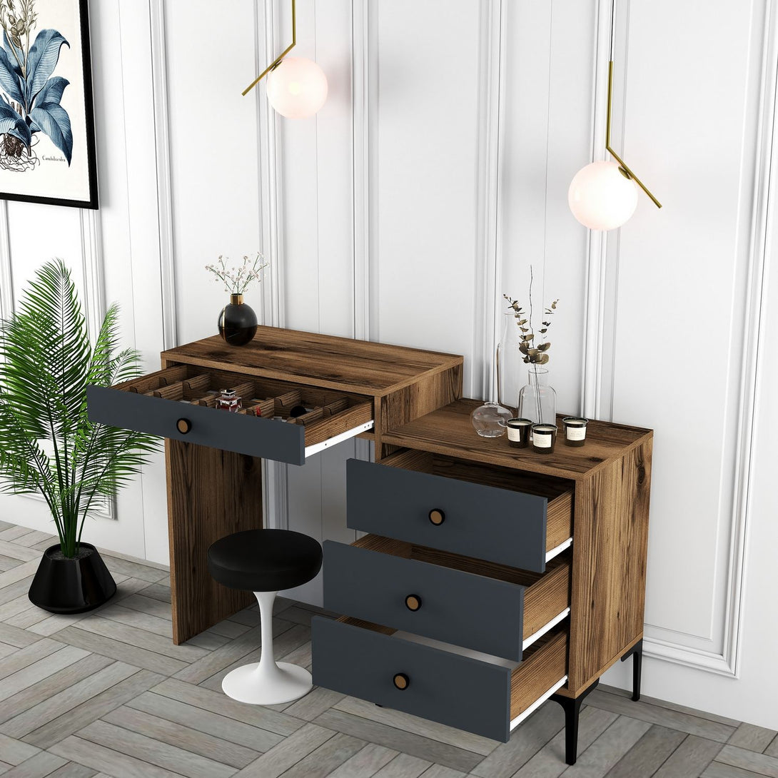 Kozmetički stolić Lizbon 550 - Walnut, Anthracite-Vasdom.hr
