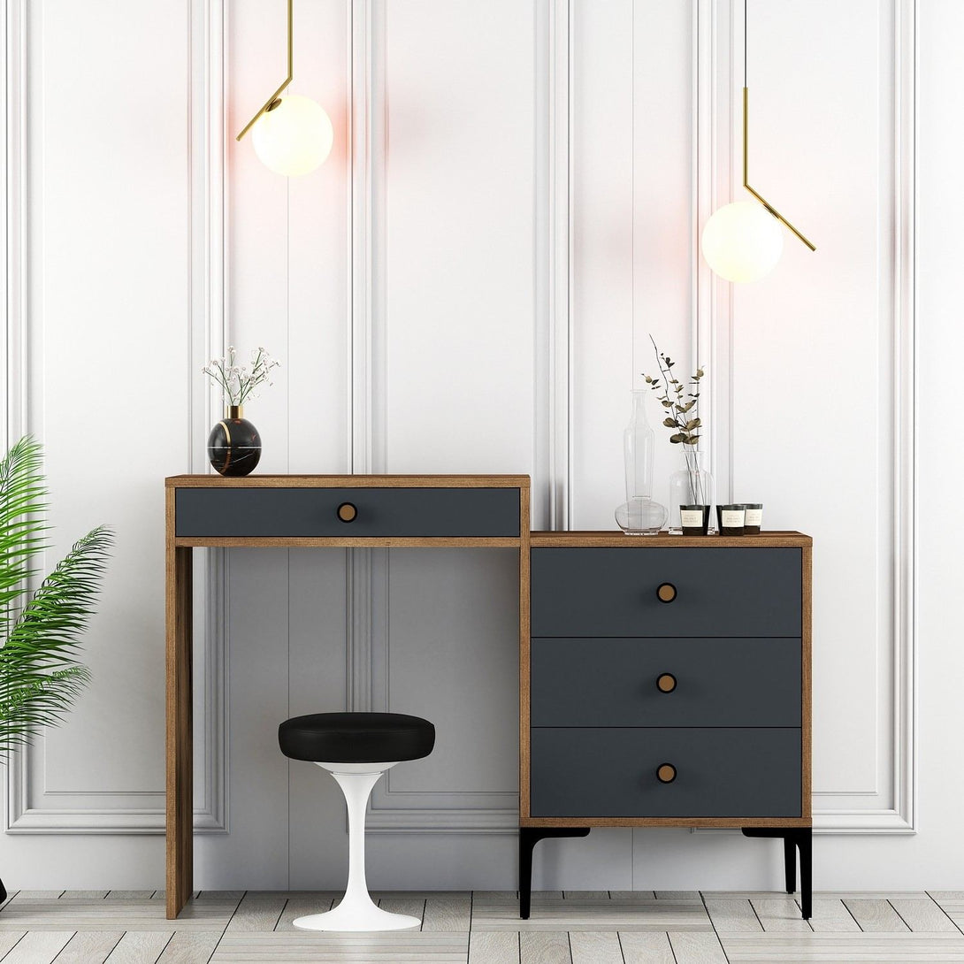 Kozmetički stolić Lizbon 550 - Walnut, Anthracite-Vasdom.hr