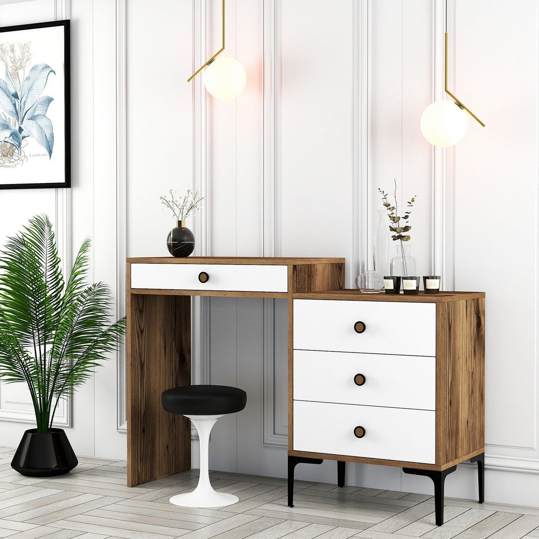 Kozmetički stolić Lizbon 551 - Walnut, White-Vasdom.hr