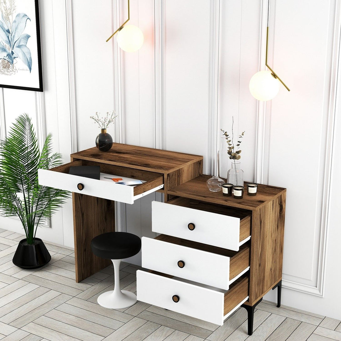 Kozmetički stolić Lizbon 551 - Walnut, White-Vasdom.hr