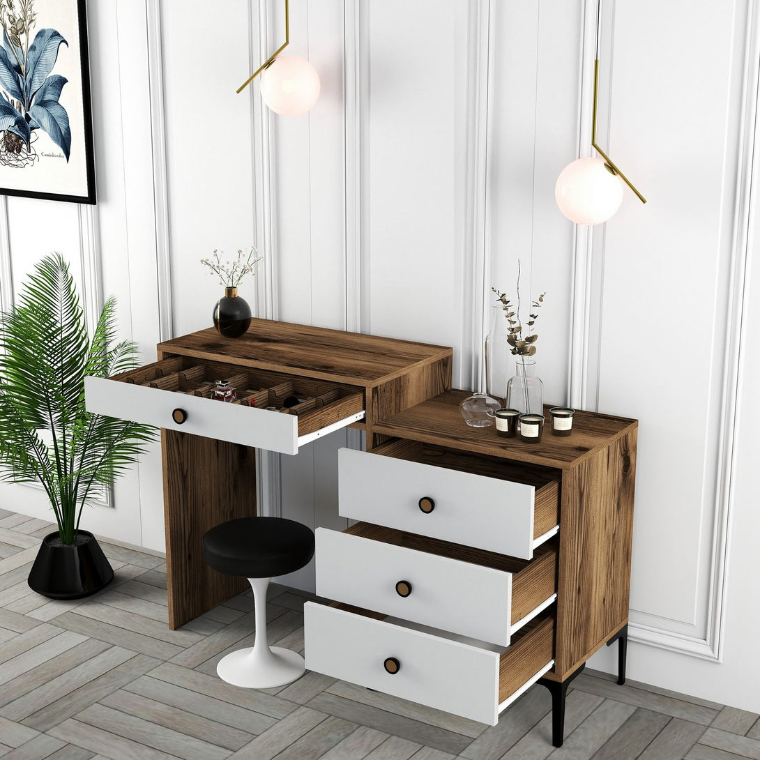 Kozmetički stolić Lizbon 551 - Walnut, White-Vasdom.hr