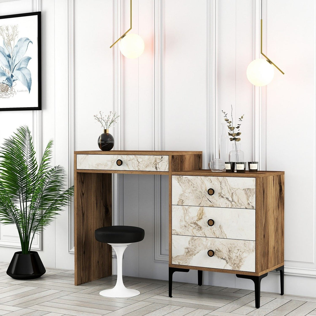 Kozmetički stolić Lizbon 552 - Walnut, White-Vasdom.hr
