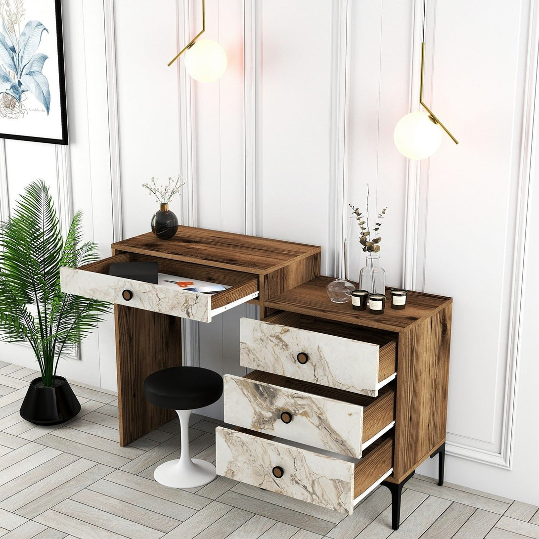 Kozmetički stolić Lizbon 552 - Walnut, White-Vasdom.hr