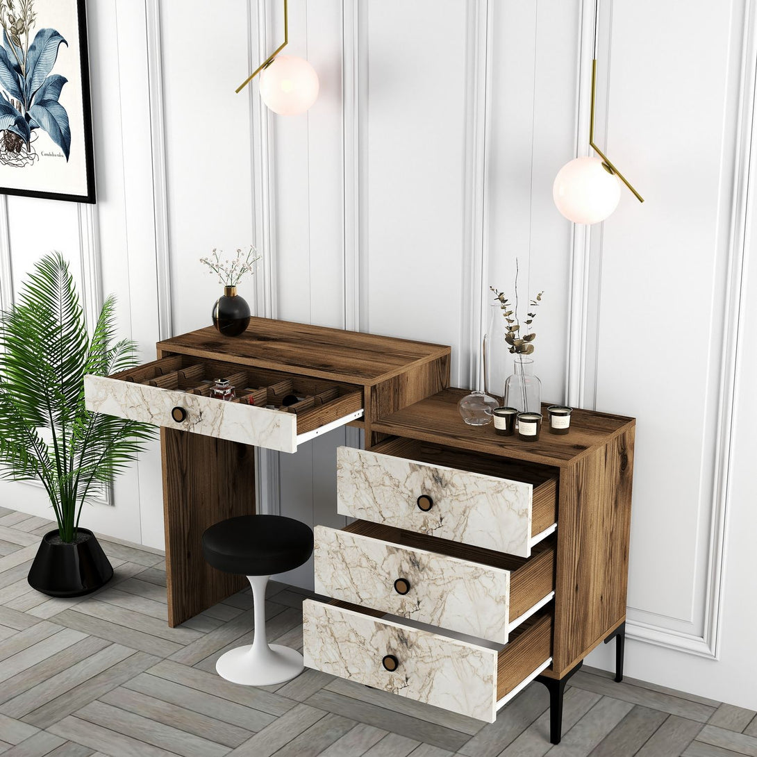 Kozmetički stolić Lizbon 552 - Walnut, White-Vasdom.hr