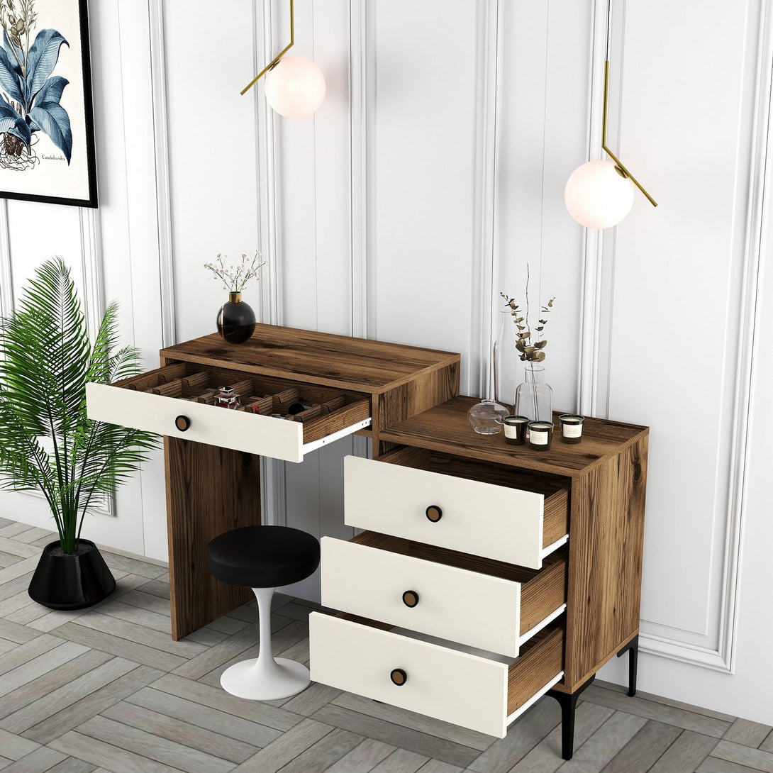 Kozmetički stolić Lizbon 554 - Walnut, Cream-Vasdom.hr