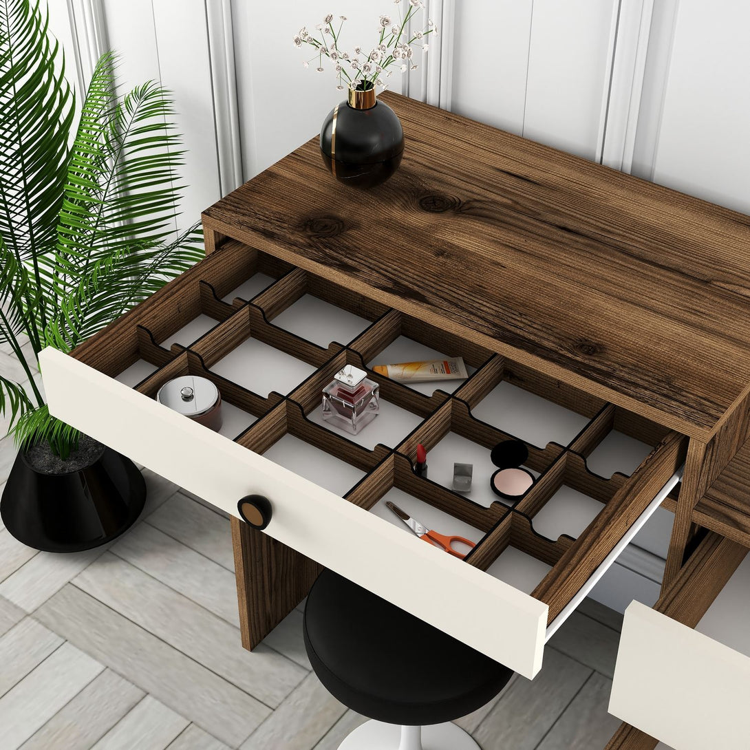 Kozmetički stolić Lizbon 554 - Walnut, Cream-Vasdom.hr