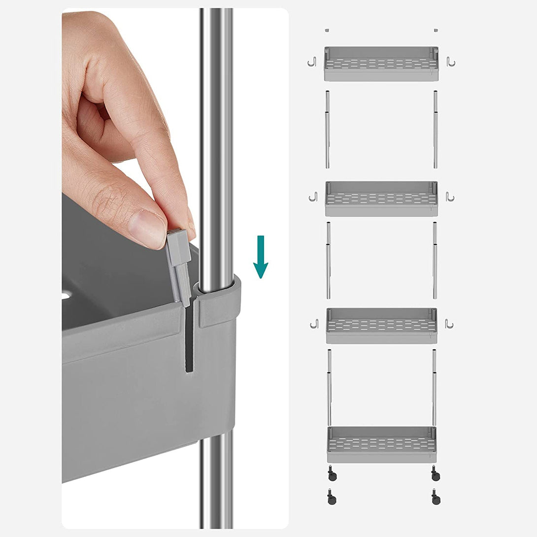 Kuhinjska polica na 4 razine na kotačima, 40 x 86 x 22 cm, siva | SONGMICS-Vasdom.hr