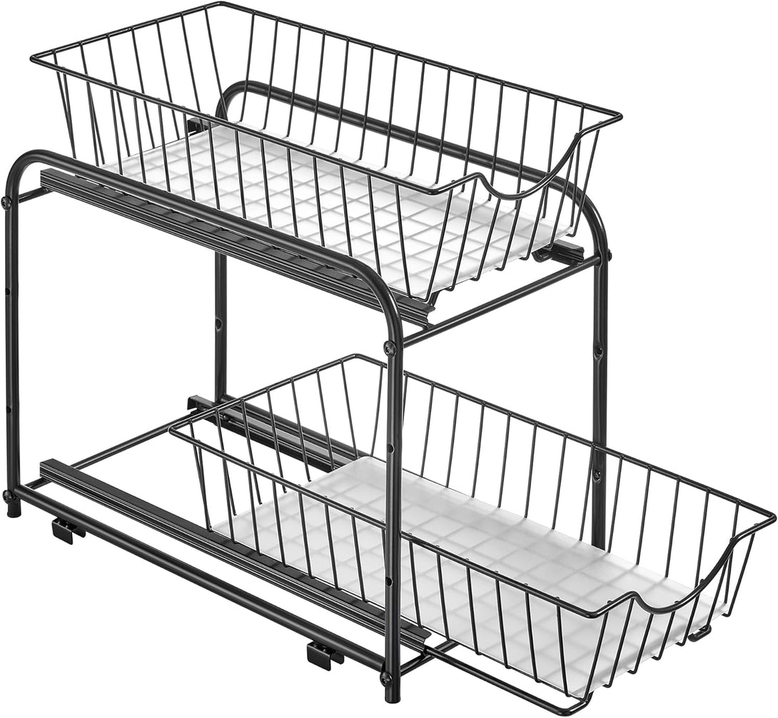 Kuhinjski organizator na 2 etaže, 21 x 36,5 x 27,3 cm, crne boje | SONGMICS-Vasdom.hr