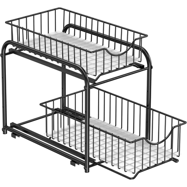 Kuhinjski organizator na 2 etaže, 21 x 36,5 x 27,3 cm, crne boje | SONGMICS-Vasdom.hr